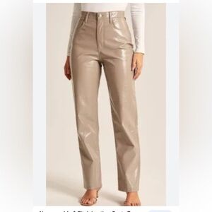 Abercrombie & fitch the 90s straight  curv love faux leather beige  31 new